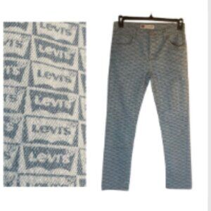 LEVI'S BLUE 512 SLIM TAPER Stretch JEANS  all over logo 29 x 29